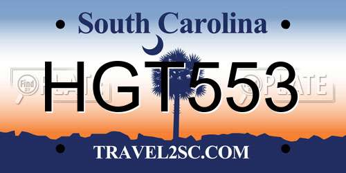 HGT553 South Carolina License Plate