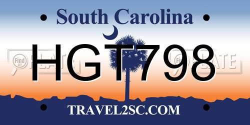 HGT798 South Carolina License Plate