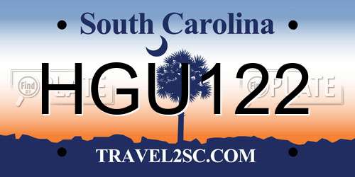 HGU122 South Carolina License Plate