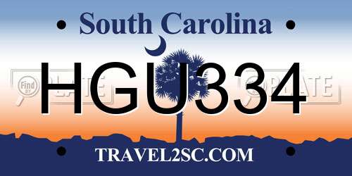 HGU334 South Carolina License Plate