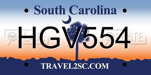HGV554 South Carolina License Plate