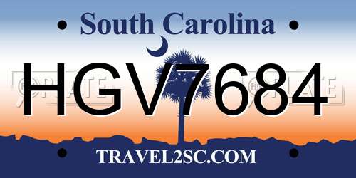 HGV7684 South Carolina License Plate