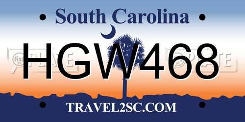HGW468 South Carolina License Plate