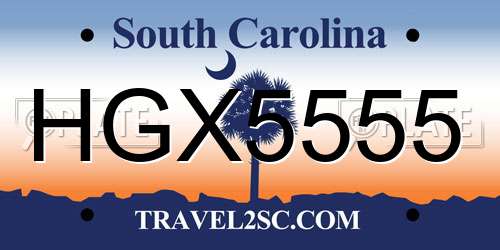 HGX5555 South Carolina License Plate