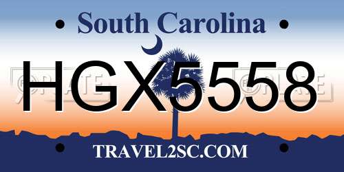 HGX5558 South Carolina License Plate