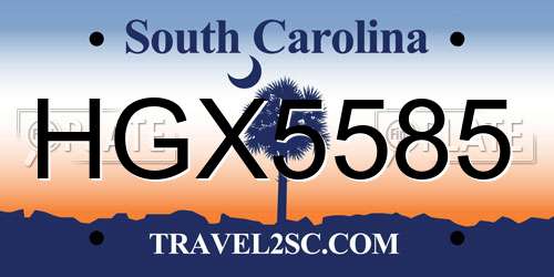HGX5585 South Carolina License Plate