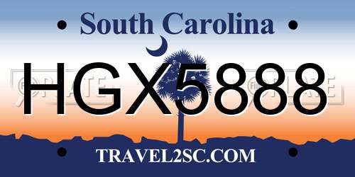 HGX5888 South Carolina License Plate