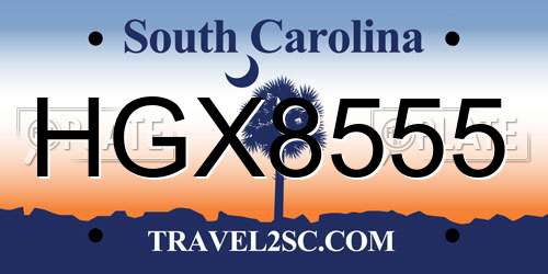 HGX8555 South Carolina License Plate