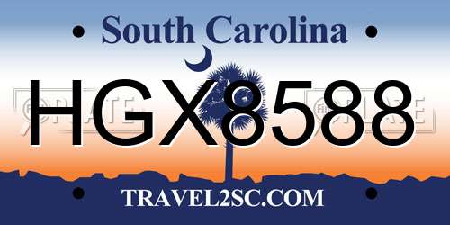HGX8588 South Carolina License Plate