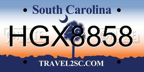 HGX8858 South Carolina License Plate