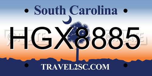 HGX8885 South Carolina License Plate