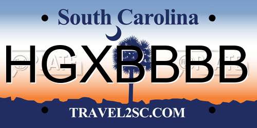 HGXBBBB South Carolina License Plate