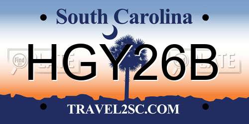 HGY26B South Carolina License Plate
