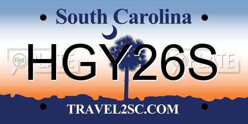 HGY26S South Carolina License Plate