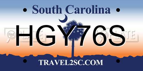 HGY76S South Carolina License Plate