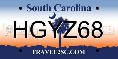 HGYZ68 South Carolina License Plate
