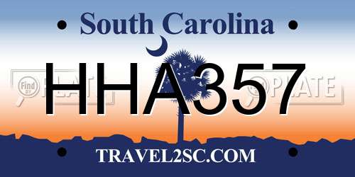 HHA357 South Carolina License Plate