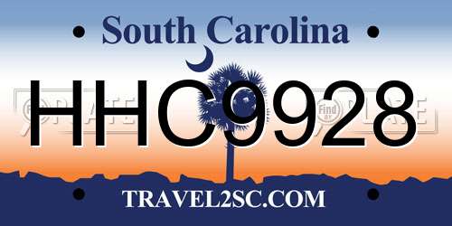 HHC9928 South Carolina License Plate
