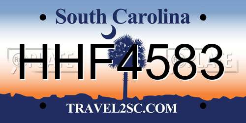 HHF4583 South Carolina License Plate