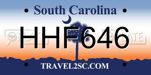 HHF646 South Carolina License Plate