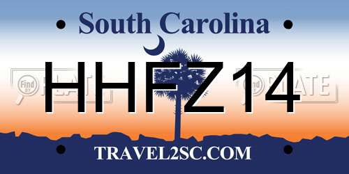 HHFZ14 South Carolina License Plate