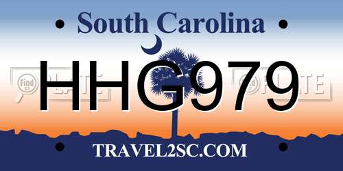 HHG979 South Carolina License Plate