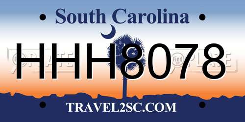 HHH8078 South Carolina License Plate
