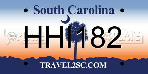 HHI182 South Carolina License Plate