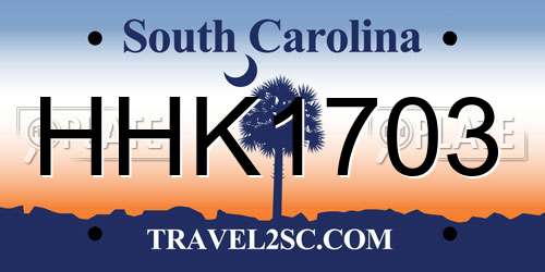 HHK1703 South Carolina License Plate