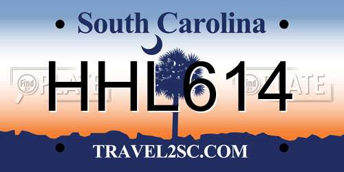 HHL614 South Carolina License Plate