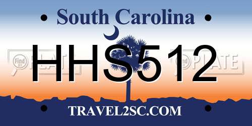 HHS512 South Carolina License Plate