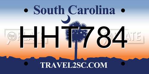 HHT784 South Carolina License Plate