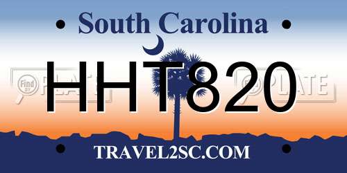 HHT820 South Carolina License Plate