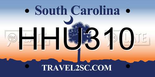 HHU310 South Carolina License Plate