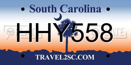 HHY558 South Carolina License Plate