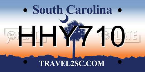 HHY710 South Carolina License Plate