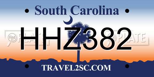 HHZ382 South Carolina License Plate