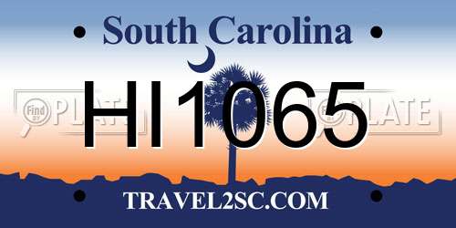 HI1065 South Carolina License Plate