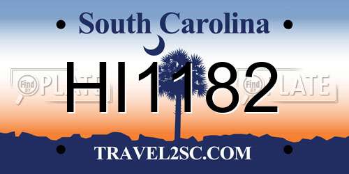 HI1182 South Carolina License Plate