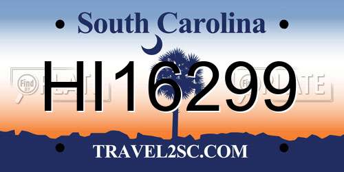 HI16299 South Carolina License Plate