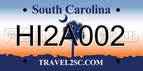 HI2A002 South Carolina License Plate