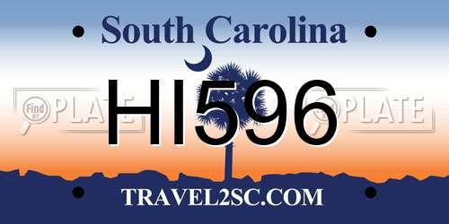 HI596 South Carolina License Plate