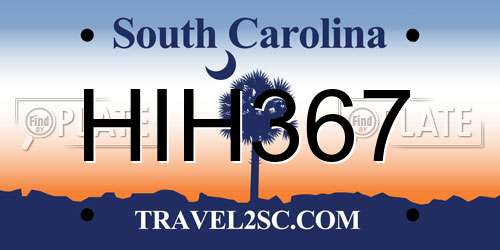 HIH367 South Carolina License Plate