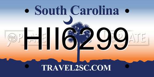 HII6299 South Carolina License Plate