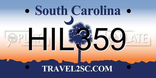 HIL359 South Carolina License Plate