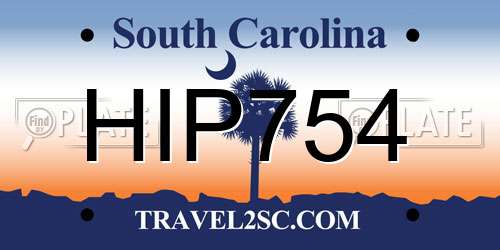 HIP754 South Carolina License Plate
