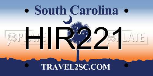 HIR221 South Carolina License Plate