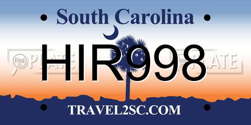 HIR998 South Carolina License Plate