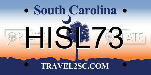 HISL73 South Carolina License Plate