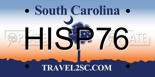 HISP76 South Carolina License Plate
